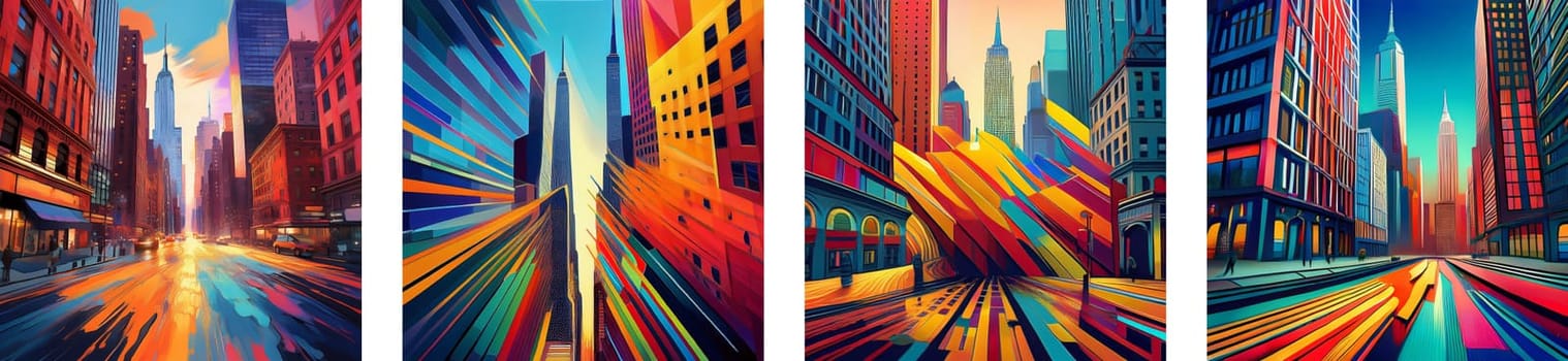 Color intuitions from New York. Abstract architecture in New York City. Digital art