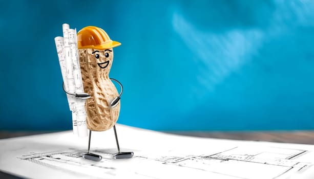 Small architect made from a peanut with space for text of a job ad, for training or other
