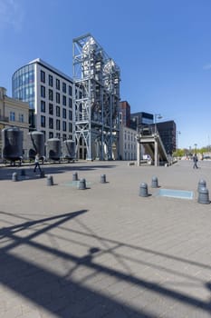 Lodz, Poland - May 4, 2023: EC1 Lodz, City of Culture, center of business, science, trade and culture located in old first power plant in city. New Center is next to Lodz Fabryczna Railway Station