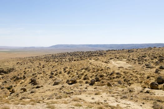 Airakty Shomanai mountains landscape, Mangystau region, Kazakhstan. Central asia travel