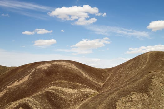 Desertic hills landscape, Mangystau region, Kazakhstan. Desert panorama