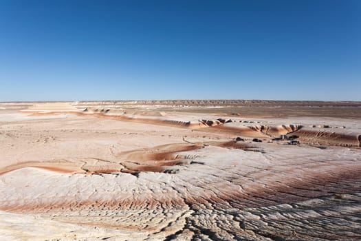 Mangystau desert landmark, Kyzylkup area, Kazakhstan. Rock strata formations