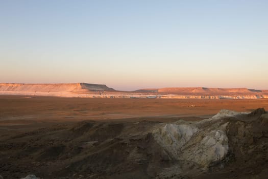 Airakty Shomanai mountains landscape, Mangystau region, Kazakhstan. Central asia travel