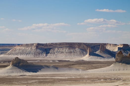 Bozzhira valley aerial view, Mangystau region, Kazakhstan. Beautiful central asia landmark
