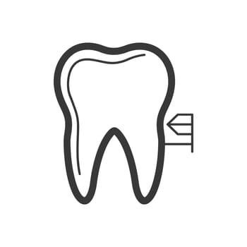 Tooth with a toothbrush brushing it