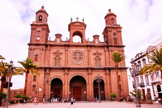 Gran Canaria, Spain, Canary Islands, Las Palmas - Jul 22, 2024. The Cathedral of Santa Ana is located in the middle of Vegueta, the oldest historic district of Las Palmas.