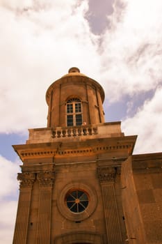 Gran Canaria, Spain, Canary Islands, Las Palmas - Jul 22, 2024. View of one of the bell towers of Cathedral Santa Ana in La Vegueta, the oldest historic district of Las Palmas.