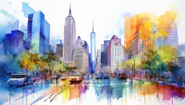 Illustrative Watercolor Image Of New York City