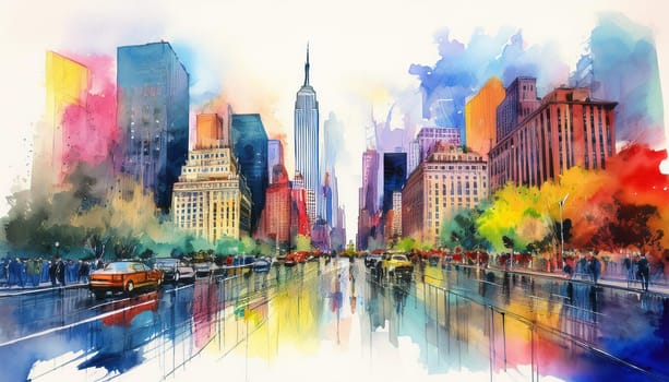 Illustrative Watercolor Image Of New York City