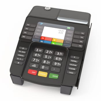 POS Terminal isolated on white background. 3D illustration.