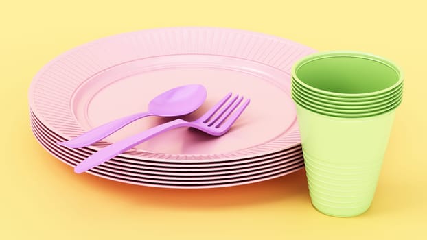 Plastic dishware isolated