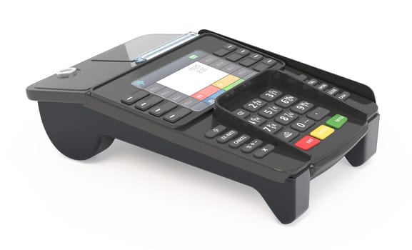 POS Terminal isolated on white background. 3D illustration.