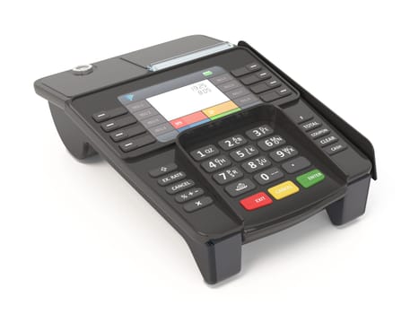 POS Terminal isolated on white background. 3D illustration.