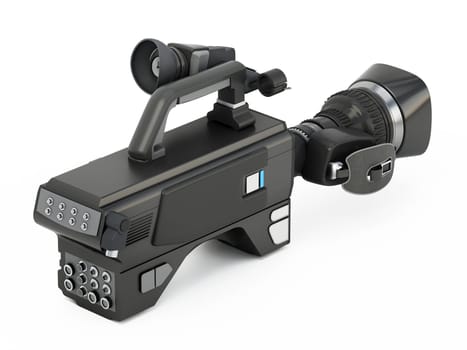 Professional video camera isolated on white background. 3D illustration.