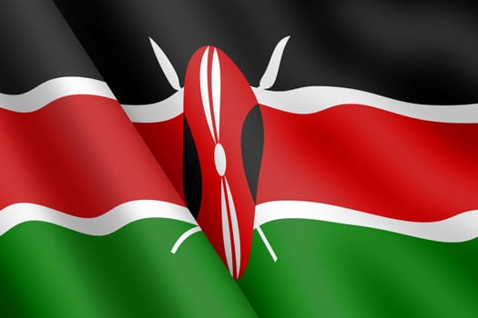 A Kenya waving flag 3d illustration wind ripple