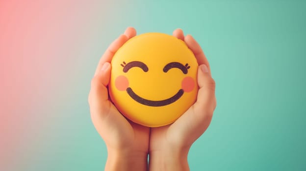 Happy smiling face, love and emotion, mental health concept, positive thinking mind and attitude, support and self esteem