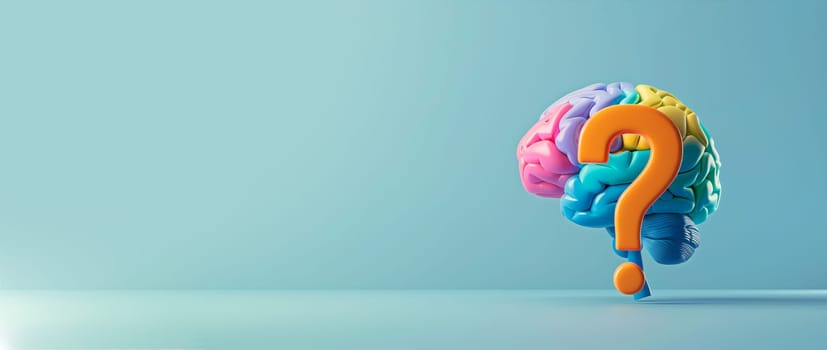 Human brain with a question mark, thought, curiosity and knowledge, searching for answers, creative mind, brainstorming for solution