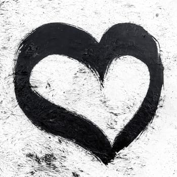 Image of a black heart on grungy wall. Empty copy space for inscription. It can be used as backgrounds and concepts.