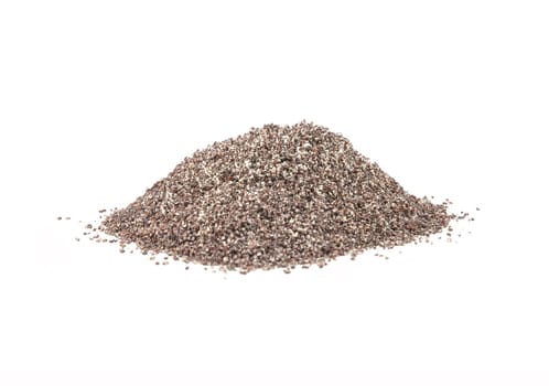 Brown Chia seeds on white background