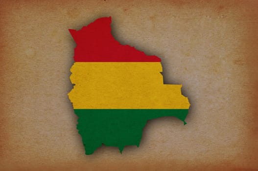 Map with flag of Bolivia on grunge paper