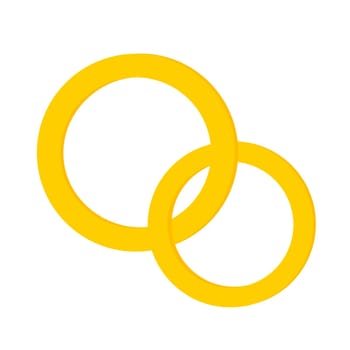 Paired rings on white background