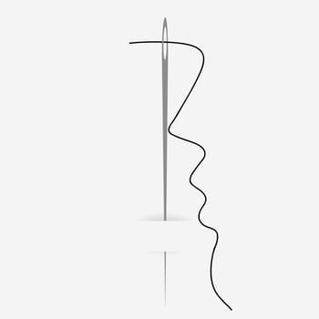 Needle with thin thread stuck in the fabric