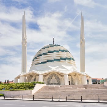 Marmara University Faculty of Theology Mosque, a modern Islamic architecture mosque, located in Uskudar district, Istanbul, Turkey