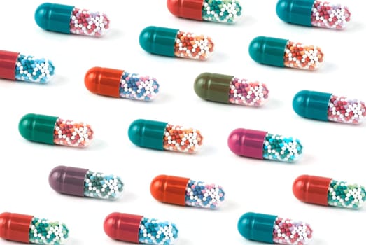 Color Pills pattern on white background
