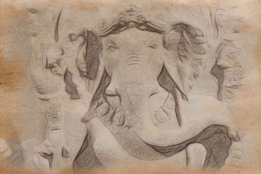Ganesha illustration. Induism religion - elephant god, Indian traditional culture