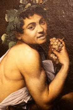 Rome, Italy - 28 December 2023: Self-portrait as the Sick Bacchus by Caravaggio, 1593 - oil on canvas - Galleria Borghese