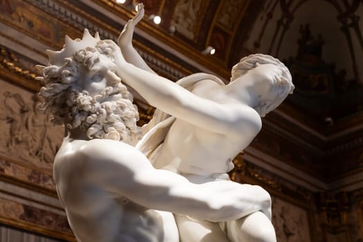 Rome, Italy - 28 December 2023: Galleria Borghese - Borghese Gallery - The rape of Proserpina, by Gian Lorenzo Bernini, 1622 - white Carrara marble statue