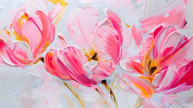 abstract floral oil painting gold and blue hydrangea flower on white background