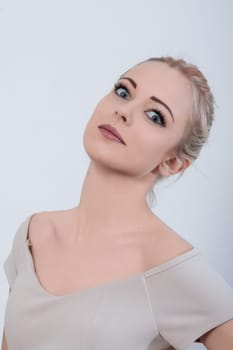 woman tilts her head back, eyes wide, expressing a mix of shock and disbelief. Her raised eyebrows and slightly parted lips suggest she finds what you said extremely wrong and embarrassing for both
