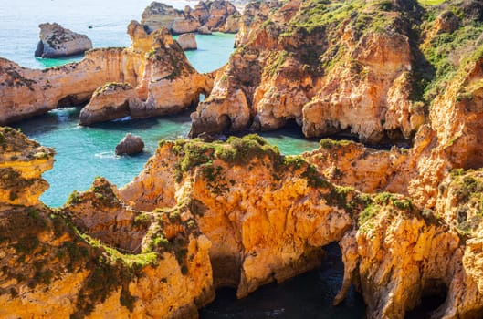 View over the cliffs of Praia do Ferta beach near Alvor, in Portugal