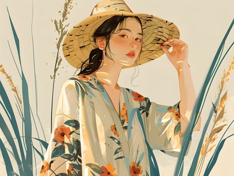 Asian woman in summer clothes