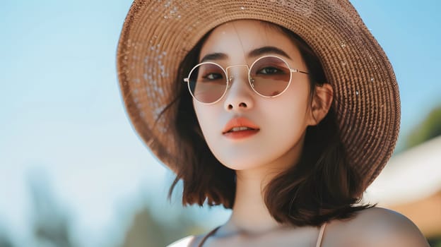 Asian woman in summer clothes
