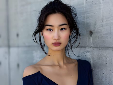 Asian woman wearing blue tops