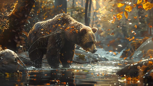 Bear fishing in a flowing stream