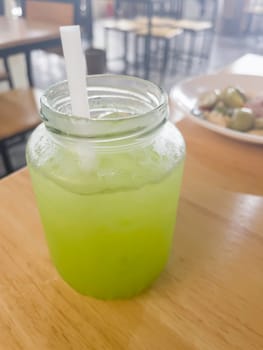Guava juice in a glass on the table, stock photo
