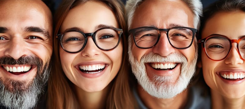 Close-Up Portrait of Diverse People with Perfect Smiles, Exuding Happiness and Joy,.