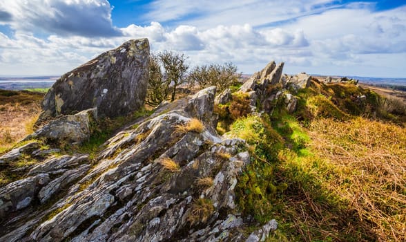 Roc'h Trevezel mountain summit  in the Finistère National Park in Brittany