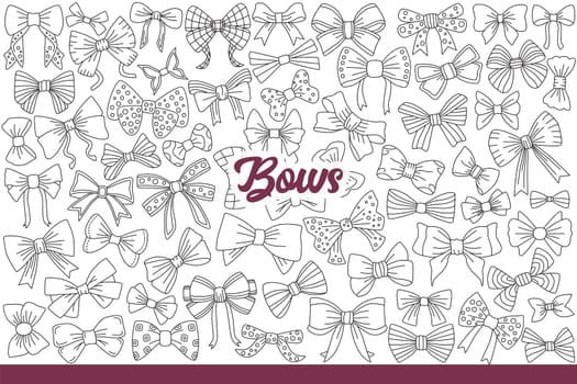 Boy ties for formal look or person using casual style for casual party. Boy ties of various types for businessmen in business suits or teenagers from children disco. Hand drawn doodle