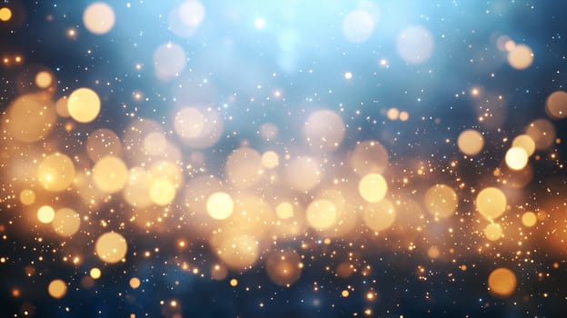 Golden bokeh, stars and glitter explosion cloud, confetti splash, twinkling scattered star dust and particles, christmas background