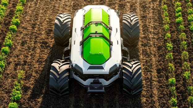 Agricultural robot work in smart farms. Smart agriculture farming concept. AI generated