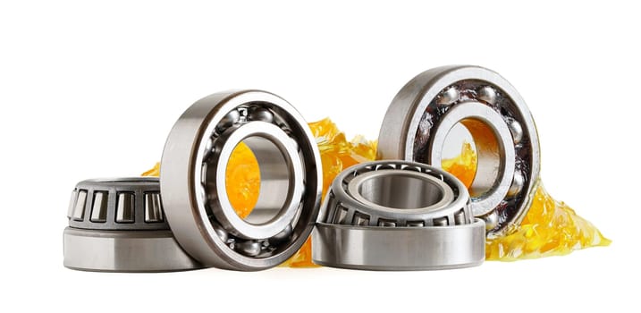 Grease and ball bearing, Blue premium quality synthetic lithium complex grease, high temperatures and machinery lubrication for automotive and industrial.