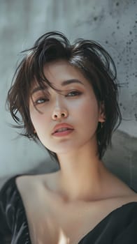 Beautiful asian woman with short haircut