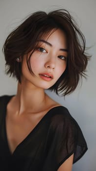 Beautiful asian woman with short haircut