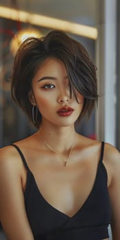 Beautiful asian woman with short haircut