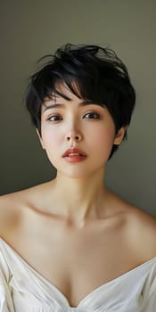 Beautiful asian woman with short haircut
