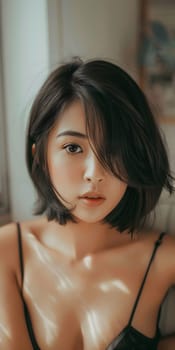 Beautiful asian woman with short haircut